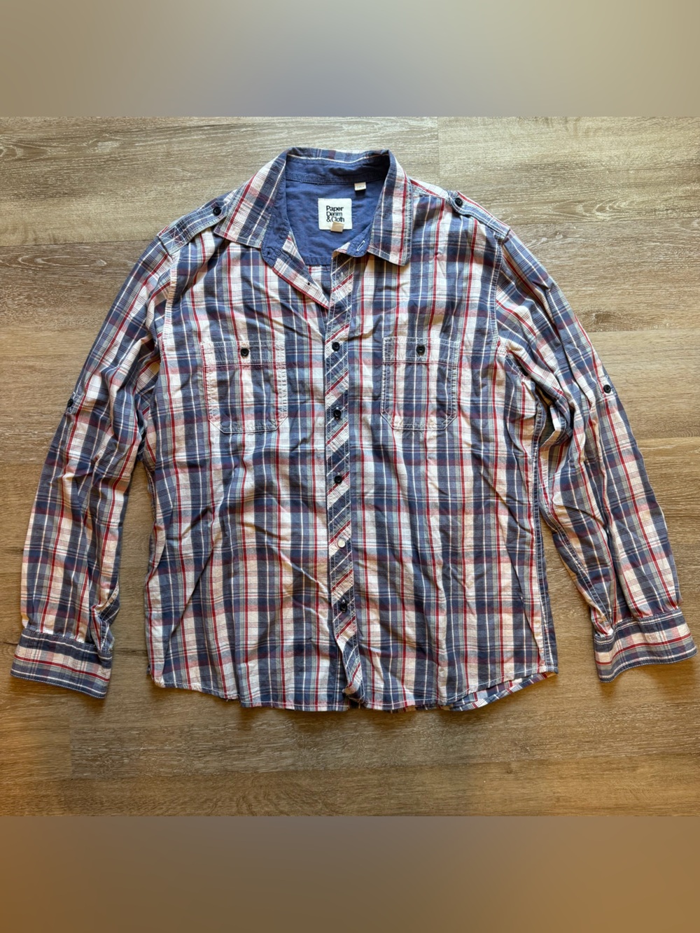 Paper Denim & Cloth Red and Blue Plaid Button-Down Shirt